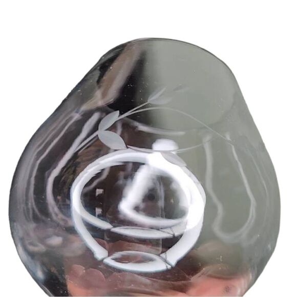 Princess House Vintage 4 PC Set Brandy Goblet Crystal Glasses w/ Etched Floral - Picture 10 of 10